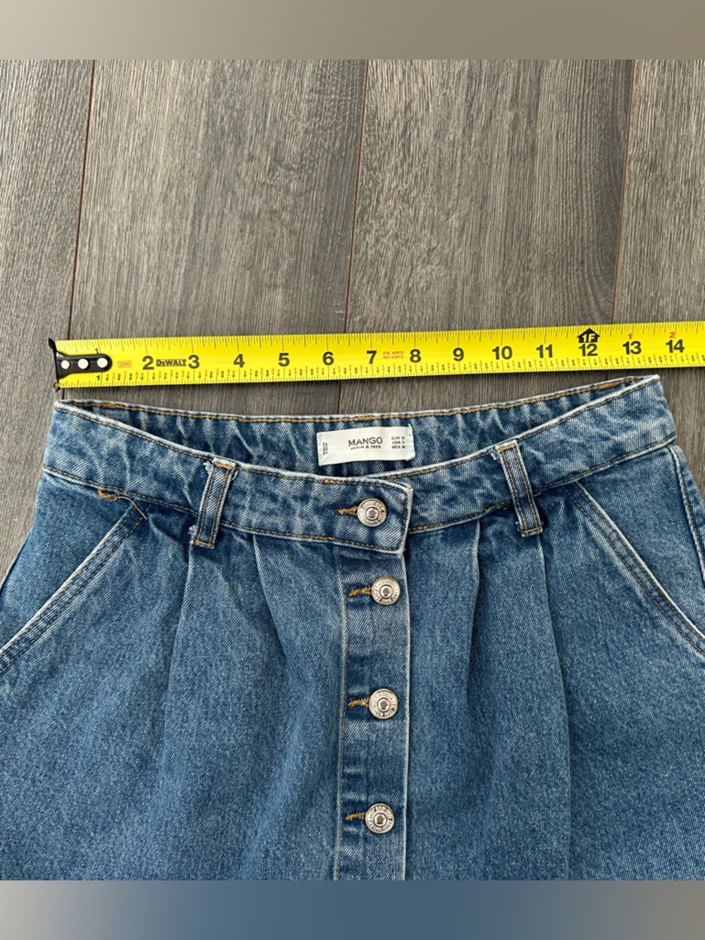NWOT Mango High Rise Denim Blue Button Up A-Line Mini Skirt Preppy Academia Chic - Picture 5 of 6